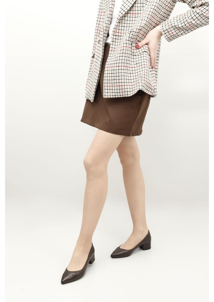 Kadın Kahve Antik Kısa Kalın Topuklu Hakiki Deri Ayakkabı fiyatları