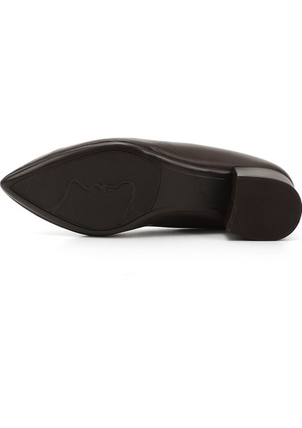 Kadın Kahve Antik Kısa Kalın Topuklu Hakiki Deri Ayakkabı indirimleri