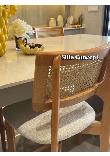Concept 2'li Zion Bar Sandalyesi Teddy Krem Kumaş Hasırlı Naturel Ahşap Ada Sandalyesi (2 Adet) fiyatları