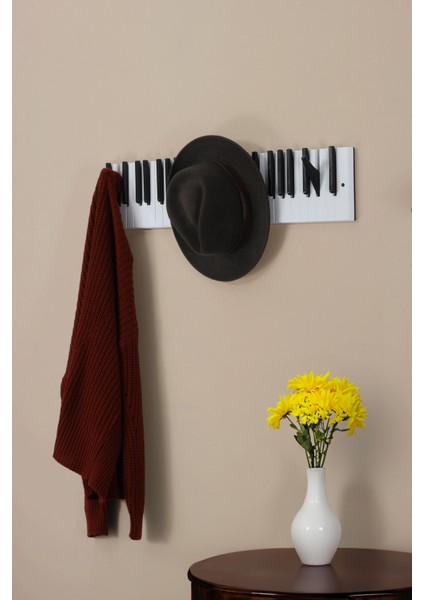 Dekoratif Ahşap 15 Tuşlu Piyano Elbise Askılık; Enstrümantal Çok Amaçlı Müzik, Duvar, Kapı Askı;15x55cm fırsatları