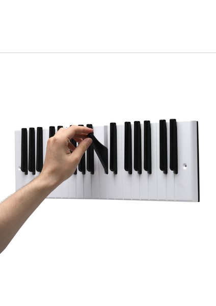 Dekoratif Ahşap 15 Tuşlu Piyano Elbise Askılık; Enstrümantal Çok Amaçlı Müzik, Duvar, Kapı Askı;15x55cm