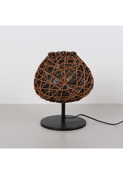 Mylamp Afrika 25X30 Cm. Rattan Masa Lambası (Siyahayaklı)