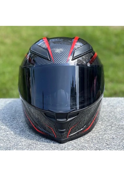 Nitrinos Pista Gpr Dot Sertifikalı Karbon Görünümlü Tam Koruma Motosiklet Kaskı M Ebat