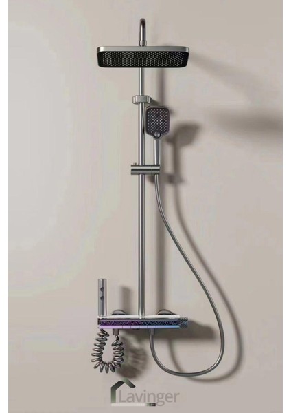 Akıllı LED Ekranlı Termostatik Duş Sistemi – 5 Fonksiyonlu Premium Tasarım - Robot Işıklı Beyaz