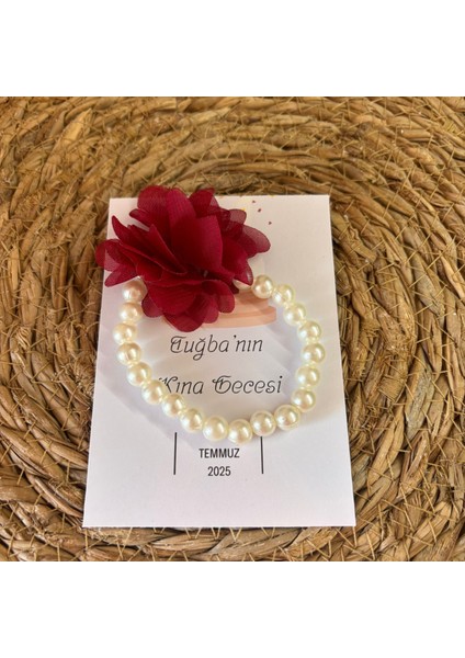 Nedime Bilekliği Çiçekli Incili Hediye- Düğün, Kına, Nedime, Bride Hediyelikleri - 25 Adet