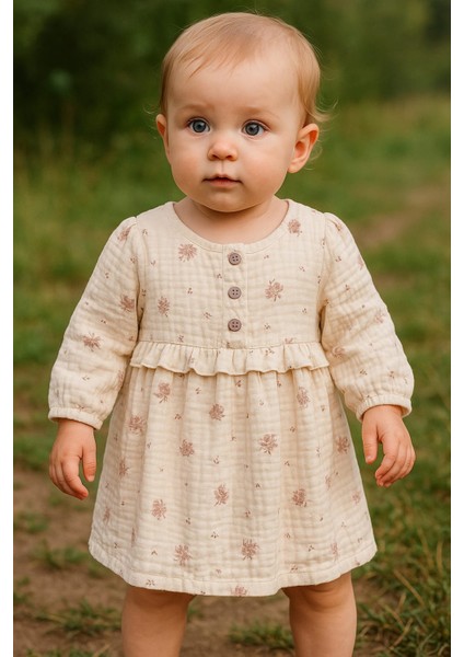 Kız Bebek Çiçek Baskılı Elbise