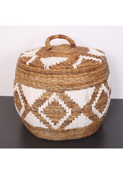 Mylamp Iskit Makrome ve Doğal Abaka - Kapaklı Sepet 53X43 cm