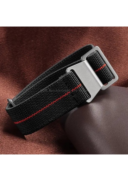 Naylon Örgülü Saat Grubu Elastik Naylon Kayış Fransız Leri Paraşüt Çantası Bileklik Kadın Spor Bileziği 18/20/22MM Bant Rengi: Siyah Kırmızı/bant Genişliği: 18MM (Yurt Dışından)
