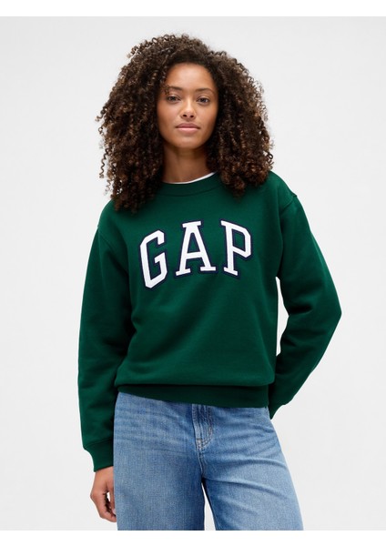 Kadın Koyu Yeşil Relaxed Gap Logo Sweatshirt