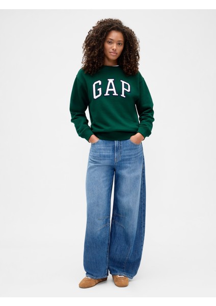 Kadın Koyu Yeşil Relaxed Gap Logo Sweatshirt indirimleri