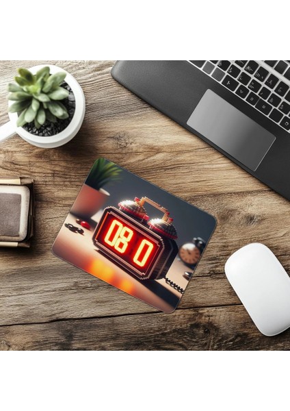 LED Sayılı Alarm Saati Mousepad – Kırmızı Işık - 19X23 cm 2 mm Dikdörtgen Ithal Baskılı Mouse Pad