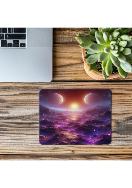 Kraterli Mor Renkli Ay Mouse Pad - 19X23 cm 2 mm Dikdörtgen Ithal Baskılı Mouse Pad modelleri