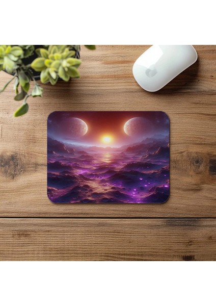 Kraterli Mor Renkli Ay Mouse Pad - 19X23 cm 2 mm Dikdörtgen Ithal Baskılı Mouse Pad fırsatları