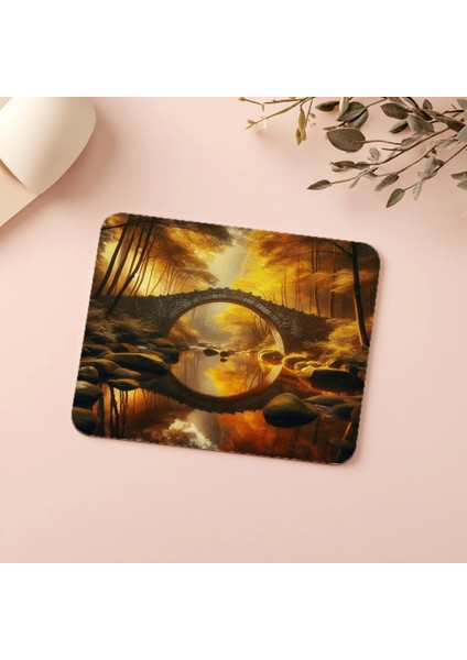 Sarı Yapraklı Huzur Dolu Köprü Mouse Pad - 19X23 cm 2 mm Dikdörtgen Ithal Baskılı Mouse Pad indirimleri