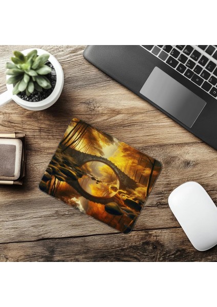 Sarı Yapraklı Huzur Dolu Köprü Mouse Pad - 19X23 cm 2 mm Dikdörtgen Ithal Baskılı Mouse Pad