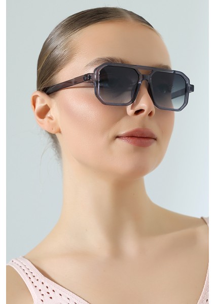 Kadın Retro Kare Gri UV400 Güneş Gözlüğü 23001-1 C5 modelleri