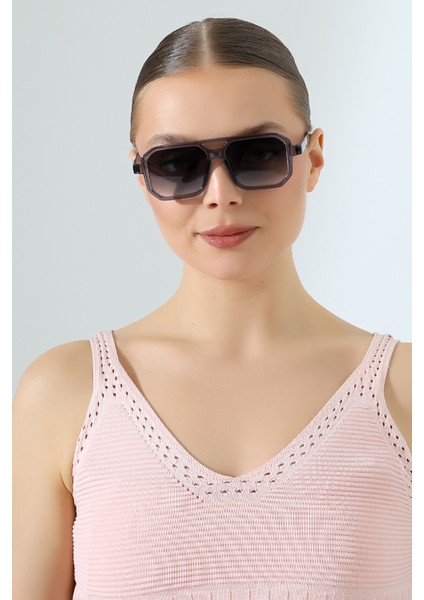 Kadın Retro Kare Gri UV400 Güneş Gözlüğü 23001-1 C5 fırsatları