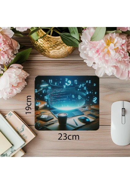 Mavi Işıkta Karanlık Komut Dizili Mousepad - 19X23 cm 2 mm Dikdörtgen Ithal Baskılı Mouse Pad