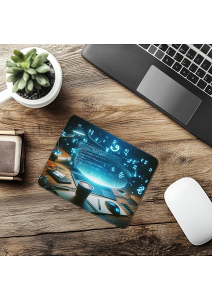 Mavi Işıkta Karanlık Komut Dizili Mousepad - 19X23 cm 2 mm Dikdörtgen Ithal Baskılı Mouse Pad