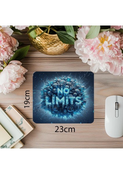 No Limits Yazılı Mavi Işık Tüplü Mousepad - 19X23 cm 2 mm Dikdörtgen Ithal Baskılı Mouse Pad