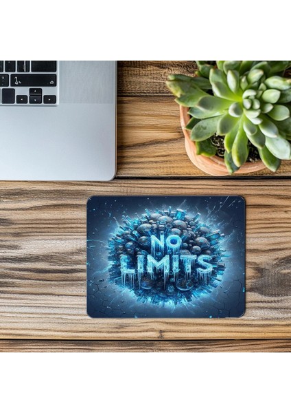 No Limits Yazılı Mavi Işık Tüplü Mousepad - 19X23 cm 2 mm Dikdörtgen Ithal Baskılı Mouse Pad modelleri