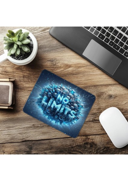 No Limits Yazılı Mavi Işık Tüplü Mousepad - 19X23 cm 2 mm Dikdörtgen Ithal Baskılı Mouse Pad