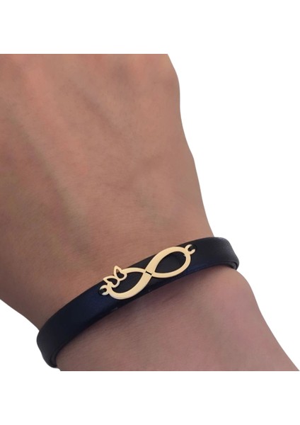 14 Ayar Altın Plakalı I Harfine Özel Sonsuzluk Motifli Hakiki Siyah Derili Hediye BILEKLIK-562HARF fırsatları