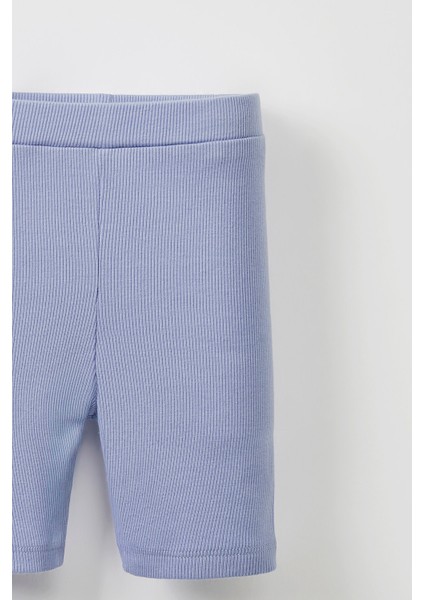 Mavi Fitilli Askılı Bluz - Mini Şort