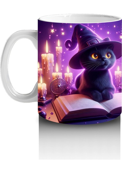 Sihirli Eller ve Parlayan Büyü Halkalarıyla Cadı Temalı Cadılar Bayramı Baskılı Kupa Bardak fiyatları