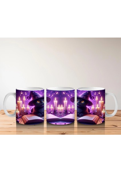 Sihirli Eller ve Parlayan Büyü Halkalarıyla Cadı Temalı Cadılar Bayramı Baskılı Kupa Bardak indirimleri