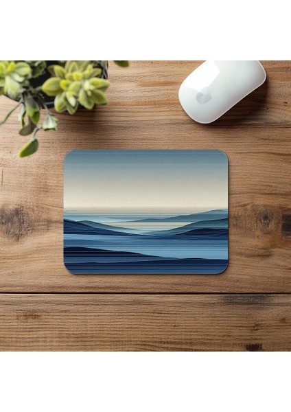 Mavi Tonlarda Soyut Manzara Mouse Pad - 19X23 cm 2 mm Dikdörtgen Ithal Baskılı Mouse Pad fırsatları