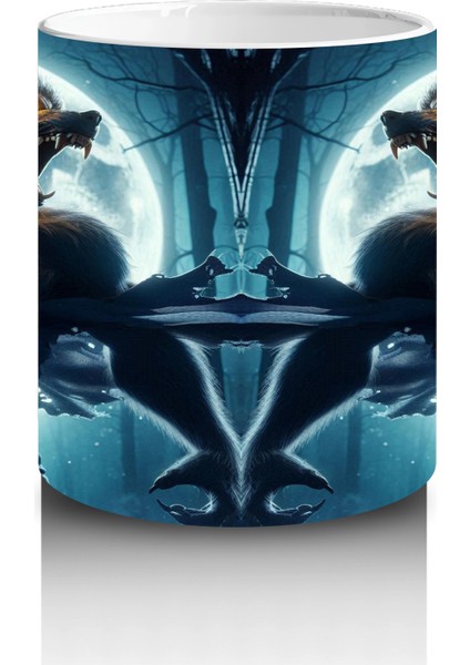 Dolunay Önünde Büyü Yapan Cadı Figürlü Mistik Cadılar Bayramı Baskılı Kupa Bardak modelleri