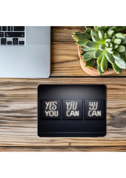 Beyaz Neon Motivasyon Mousepad Tasarımı - 19X23 cm 2 mm Dikdörtgen Ithal Baskılı Mouse Pad modelleri