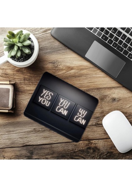 Beyaz Neon Motivasyon Mousepad Tasarımı - 19X23 cm 2 mm Dikdörtgen Ithal Baskılı Mouse Pad