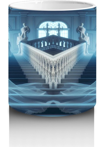 Beyaz Elbiseli Hayalet Gelin Figürlü Sisli Cadılar Bayramı Baskılı Kupa modelleri