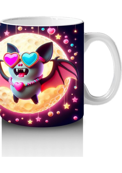 Neon Aydınlatmalı Renkli Yarasalar Figürlü Eğlenceli Cadılar Bayramı Baskılı Kupa Bardak fırsatları