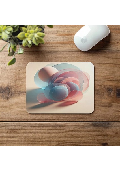 Bej Zemin Üzerine Minimal Çember Tasarımı - 19X23 cm 2 mm Dikdörtgen Ithal Baskılı Mouse Pad fırsatları