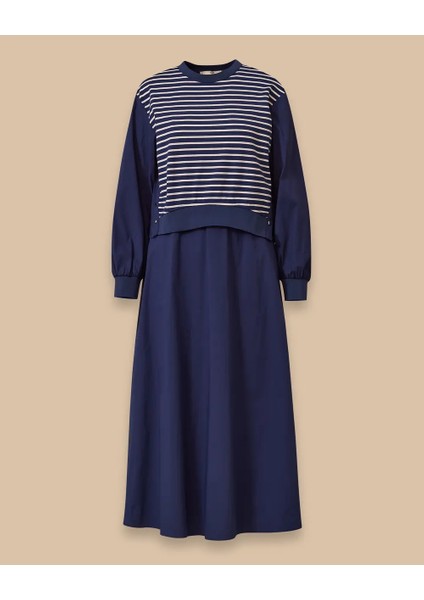 1013 Çizgili Arkası Pileli Bluz Elbise 10002511311013 #06-25# fırsatları