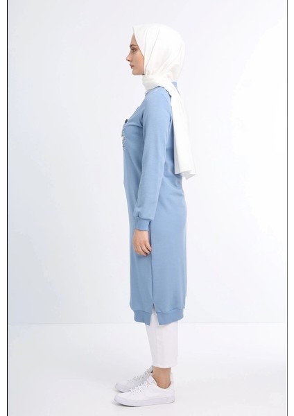 1502 Göğüsü Boncuk ve Pul Detaylı Iki Iplik Uzun Sweat Qys Iki Iplik Sweat 1503 #23-05# fırsatları