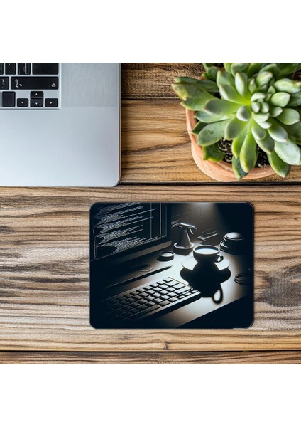 Beyaz Espresso Kupalı Minimal Mouse Pad - 19X23 cm 2 mm Dikdörtgen Ithal Baskılı Mouse Pad modelleri