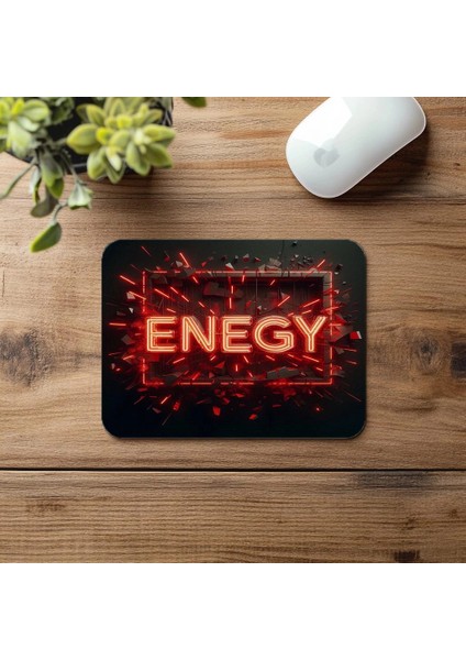 Energy Yazılı Kırmızı Neon Mouse Pad - 19X23 cm 2 mm Dikdörtgen Ithal Baskılı Mouse Pad fırsatları