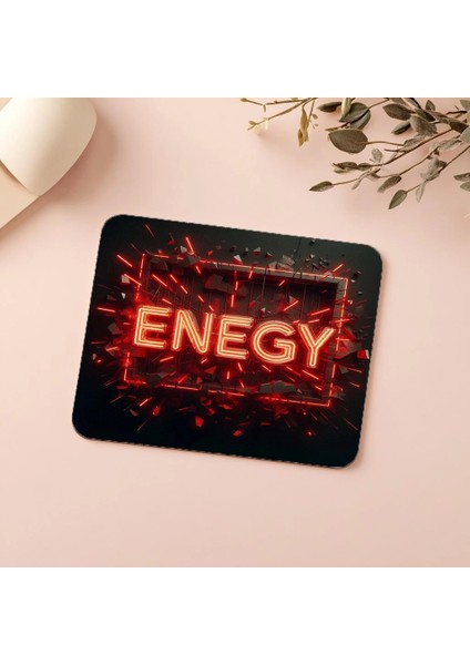 Energy Yazılı Kırmızı Neon Mouse Pad - 19X23 cm 2 mm Dikdörtgen Ithal Baskılı Mouse Pad indirimleri