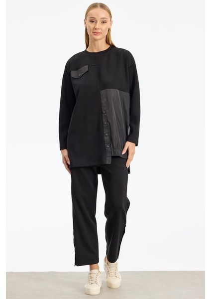 1956.01 Asimetrik Kesimli Teknik Kumaş Kombinli Takım Qks