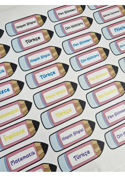 Okul Ders Etiketi Sticker Pembe Renkli fırsatları