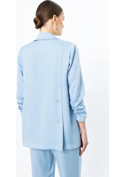 Kolu Büzgülü Süs Düğmeli Ceket Mavı 04262 fiyatları