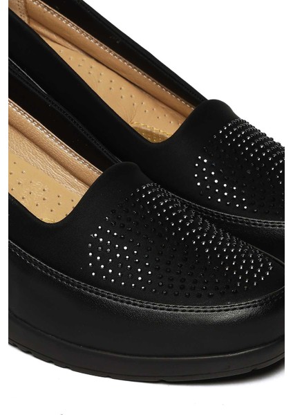 Bağcıksız Streç Detaylı Taşlı Poli Taban Comfort 018-529 Kadın Ayakkabı modelleri