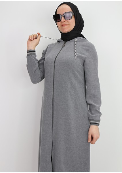 2130 Kapişonlu Kol Ucu Lastikli Önü Fermuarlı Yanları Lastik Detaylı Kapişonu Zincirli Giy-Çık Kap #02-25# fiyatları