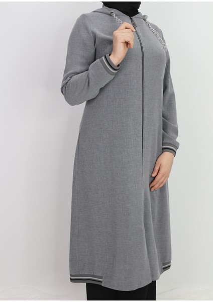 2130 Kapişonlu Kol Ucu Lastikli Önü Fermuarlı Yanları Lastik Detaylı Kapişonu Zincirli Giy-Çık Kap #02-25# modelleri