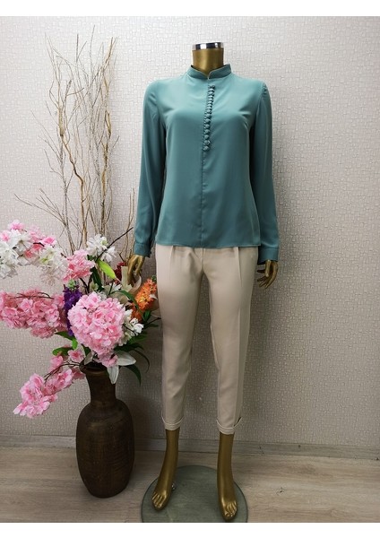 Qys 1010 Önü Düğmeli Gömlek #22-05#