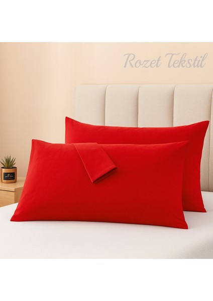 Kırmızı Yastık Kılıfı Pamuk Kumaş Kapaklı (2 Adet) 50 x 70 cm fiyatları